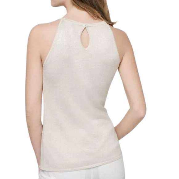 White House Black Market Sheer-Yoke Shimmer Tank Top EUC Size Small - Picture 3 of 4